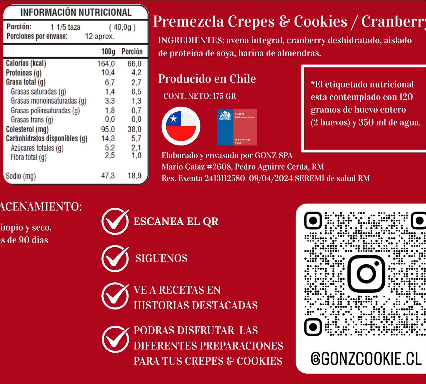Premezcla Crepes & Cookies Cranberry