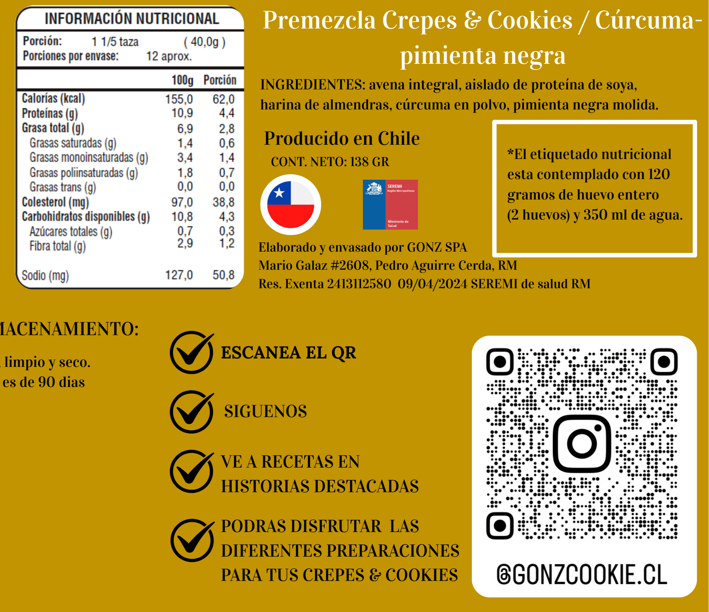 Premezcla Crepes & Cookies Cúrcuma / pimienta negra